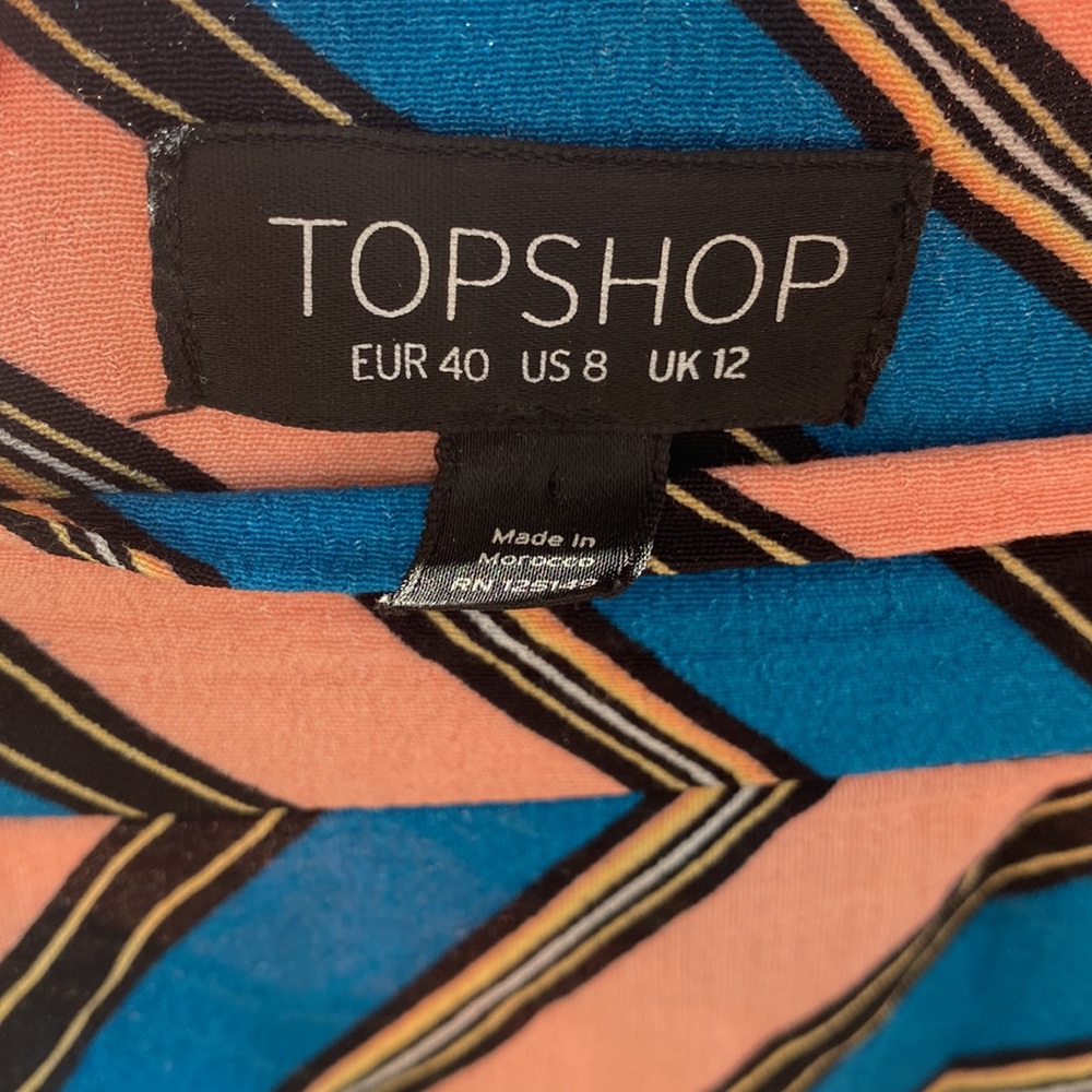 TOPSHOP diagonal stripe Skirt Size 12 wrap tie detail good condition colourful - Picture 5 of 6